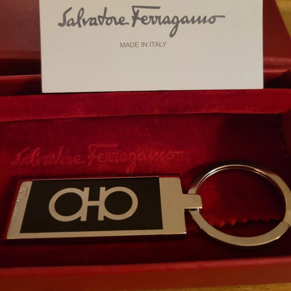 Salvatore Ferragamo Black and Silver Key Holder